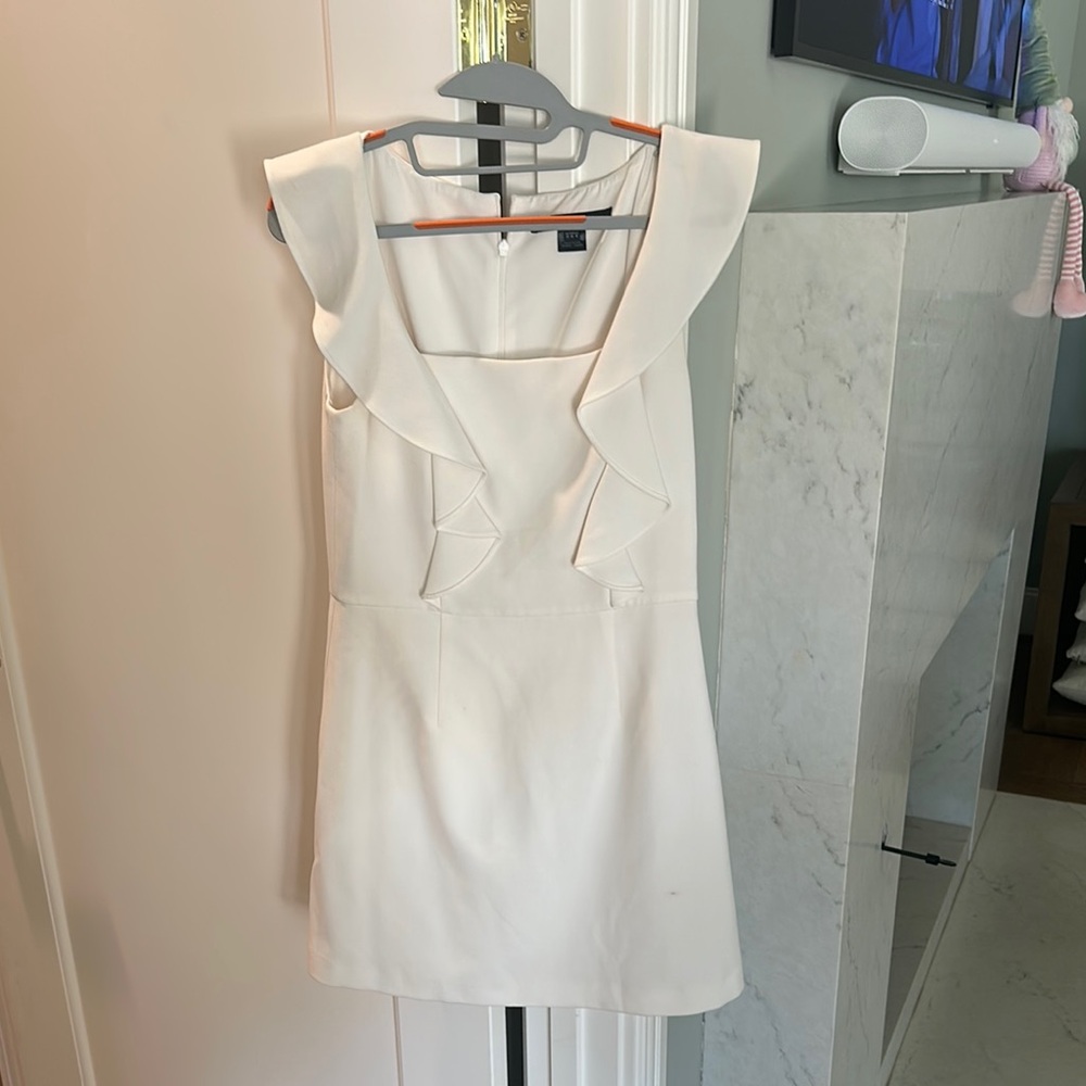 French Connection Cream Sheath Dress Sleeveless Square Neck